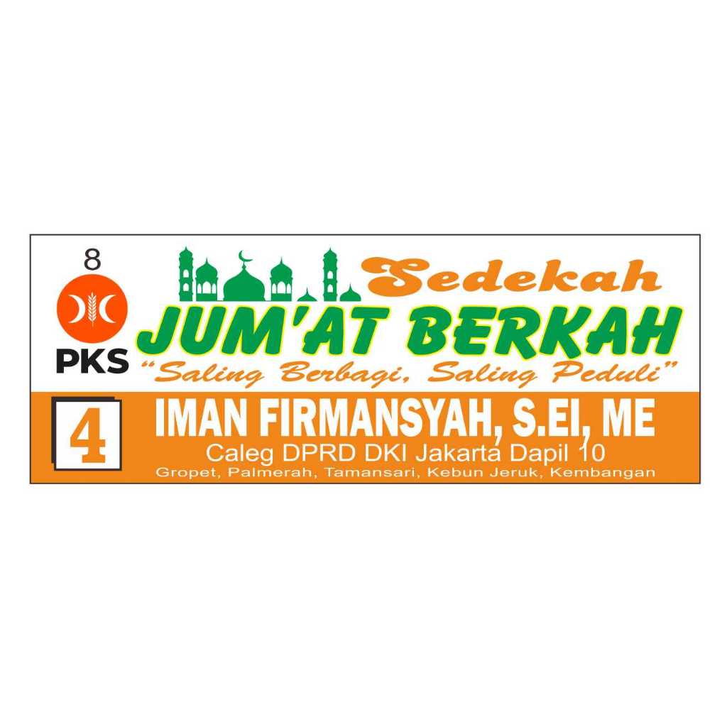 

Stiker Jumat Berkah CALEG Rp.150/pcs. Minimal Order 1000 pcs. UKuran 3 x 10cm