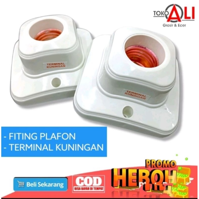 DEXICON fiting lampu TEMPEL  kotak plafon KUNINGAN minimalis