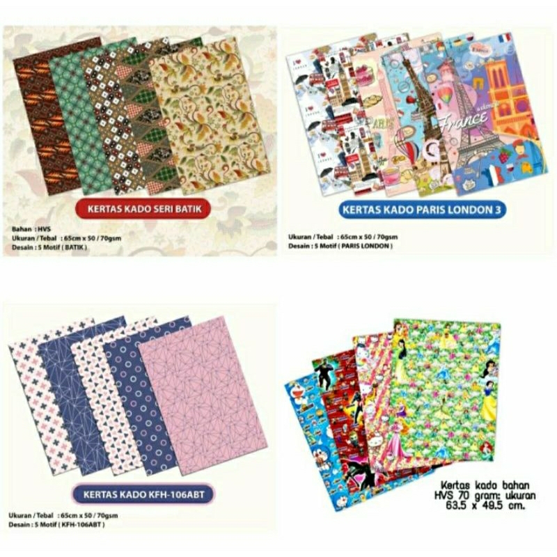 

kertas kado sidu motif dan karakter isi 50lembar