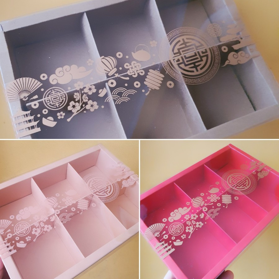 

(5 pcs) dus mika imlek sekat 6 size 7,5x7,5x4,5 cm & kartu ucapan varian warna