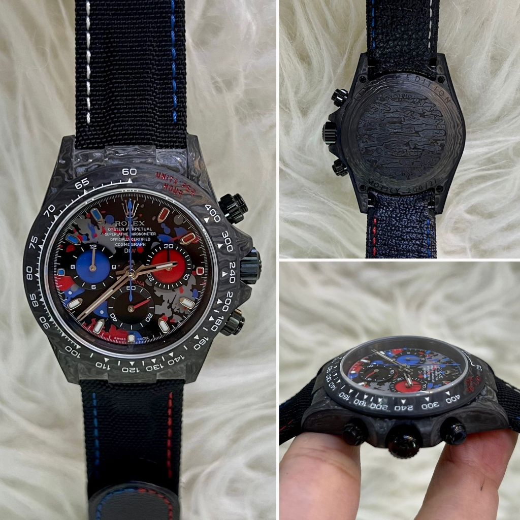 ROLEX Daytona DIW DESERT EAGLE KANVAS CARBON JHF CLONE, Jam Tangan Pria