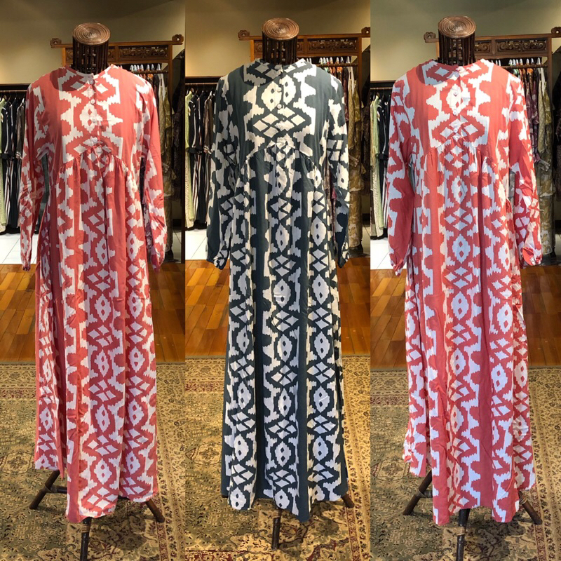 Erika dress gamis busana muslim rayon batik cap premium kancing depan dian pelangi official pekalong
