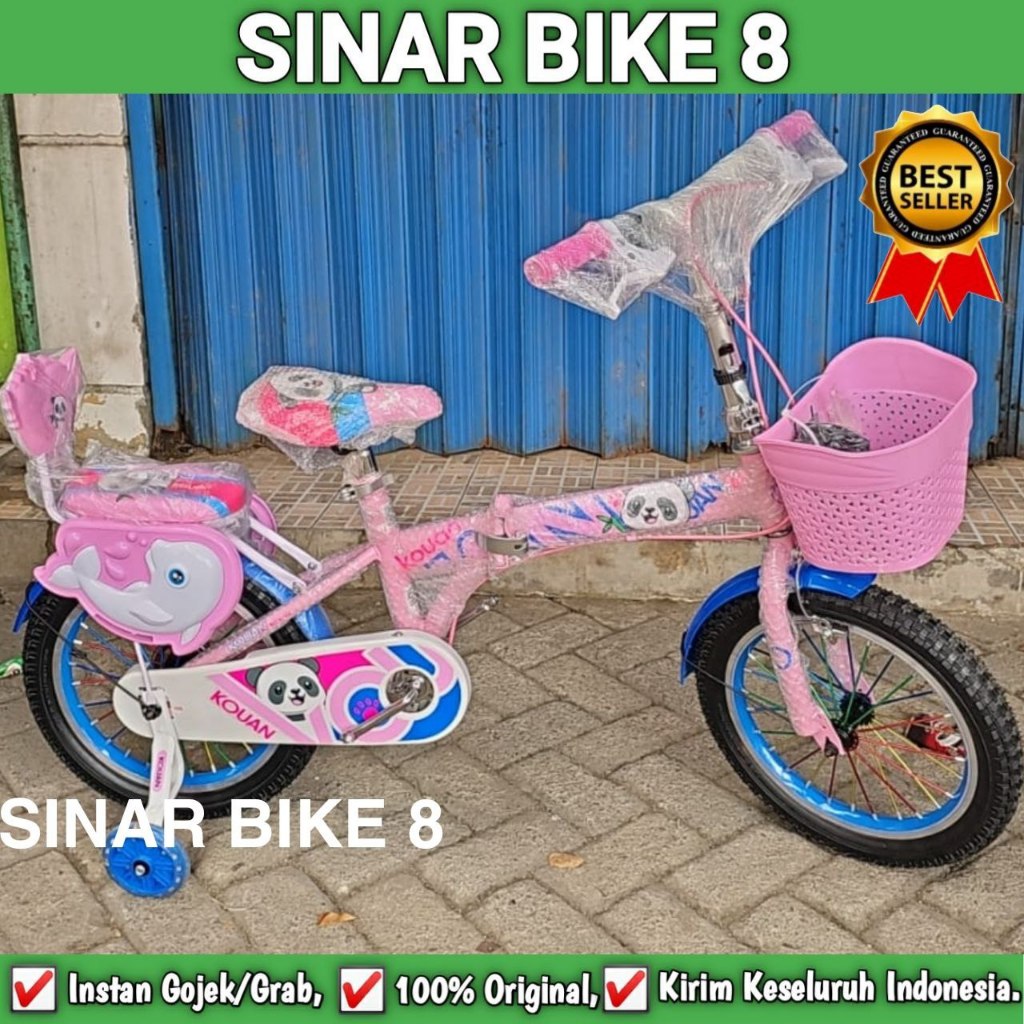 Sepeda Lipat Anak Ukuran 12 dan 16 Inch KOUAN Boncengan Keranjang