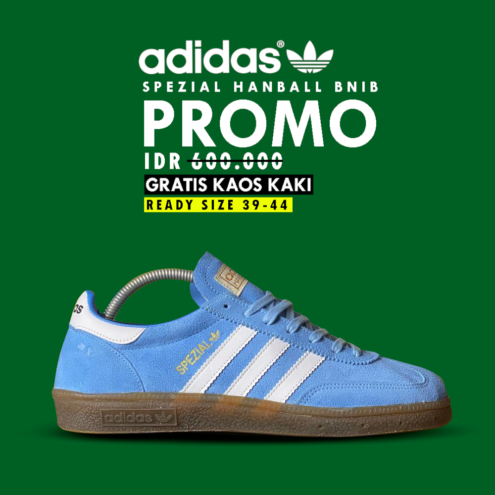 SEPATU AD I DAS PREMIUM SPEZIAL ICE BLUE BIRU DENGAN LIST PUTIH GARIS 3 OOTD CASUAL FULL SUEDDE