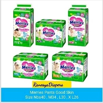 MerriesPants Good Skin . Pampers paring Laris , Merries  S, Merries M , Merries L , Merries XL