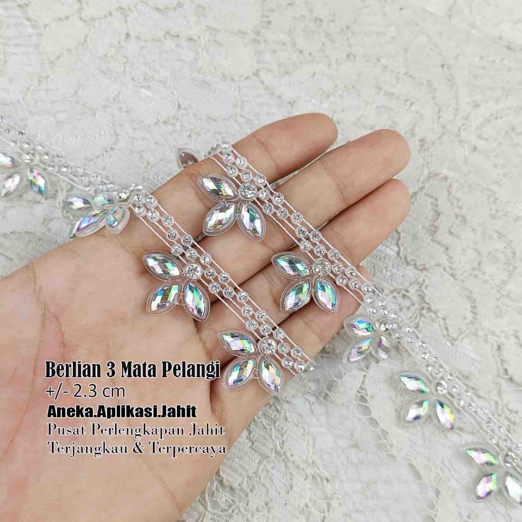 1 METER BERLIAN 3 MATA PELANGI / BERLIAN PADI / BERLIAN PADI MOTIF 3 MATA PELANGI