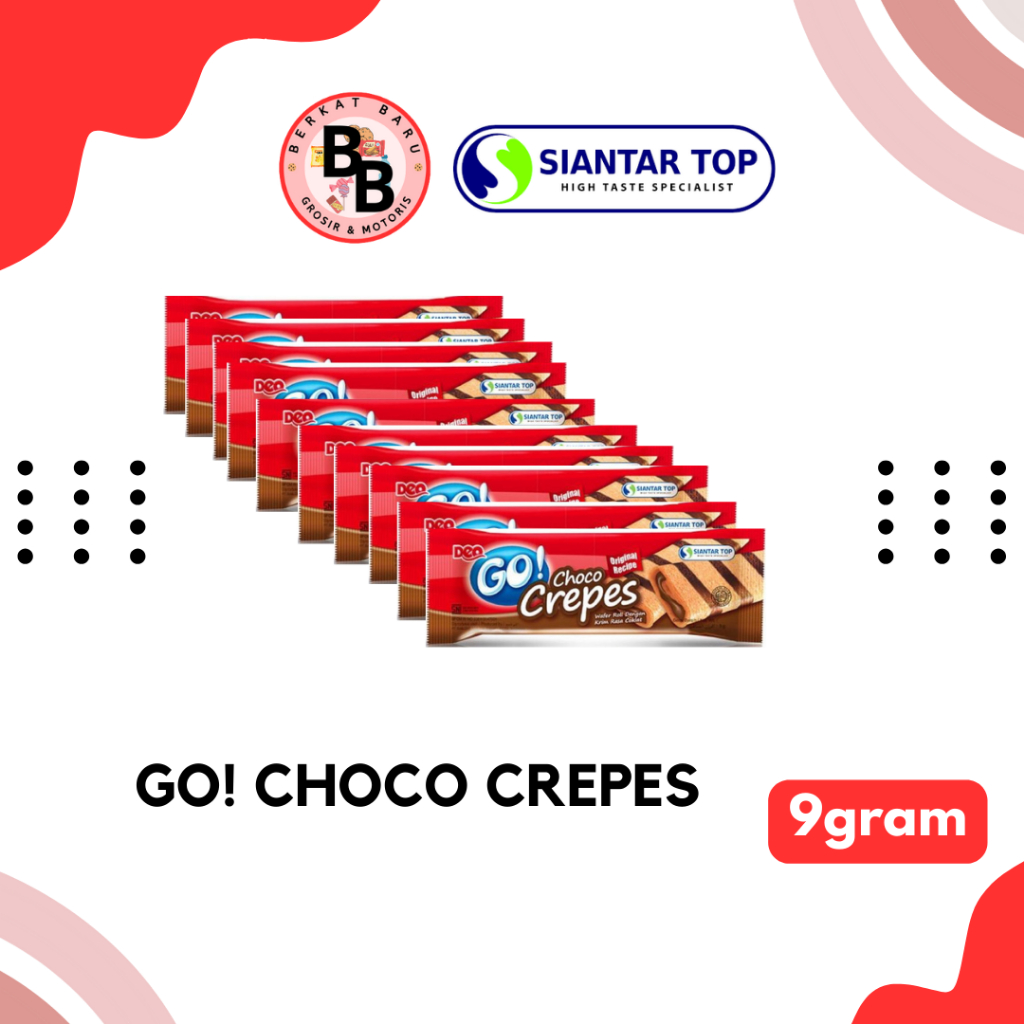 

[BB SNACK] GO! CREPES WAFER COKLAT 9GRAM HARGA PER BOX ISI 24 PCS