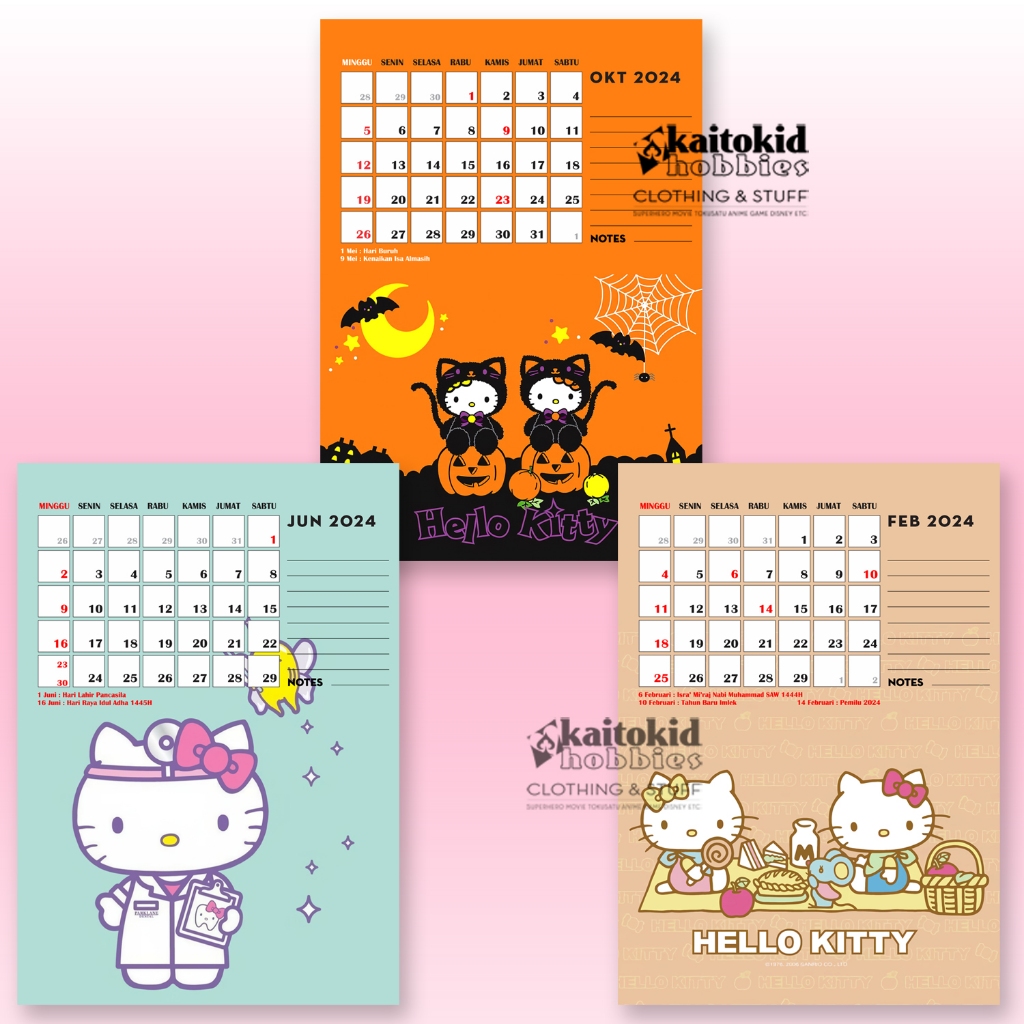 

Kalender 2024 HELLO KITTY Calendar Duduk Meja Bisa custom Desain