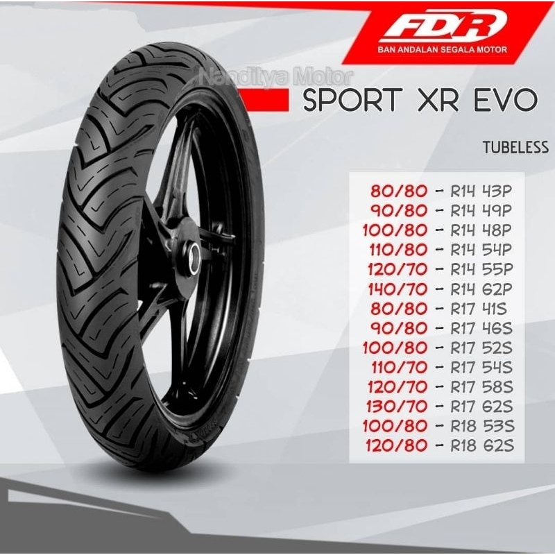 FDR Sport XR Evo 100/80-17 110/70-17 120/70-17 130/70-17 Tubeles ban Vixion ban cb150 ban gede ban m
