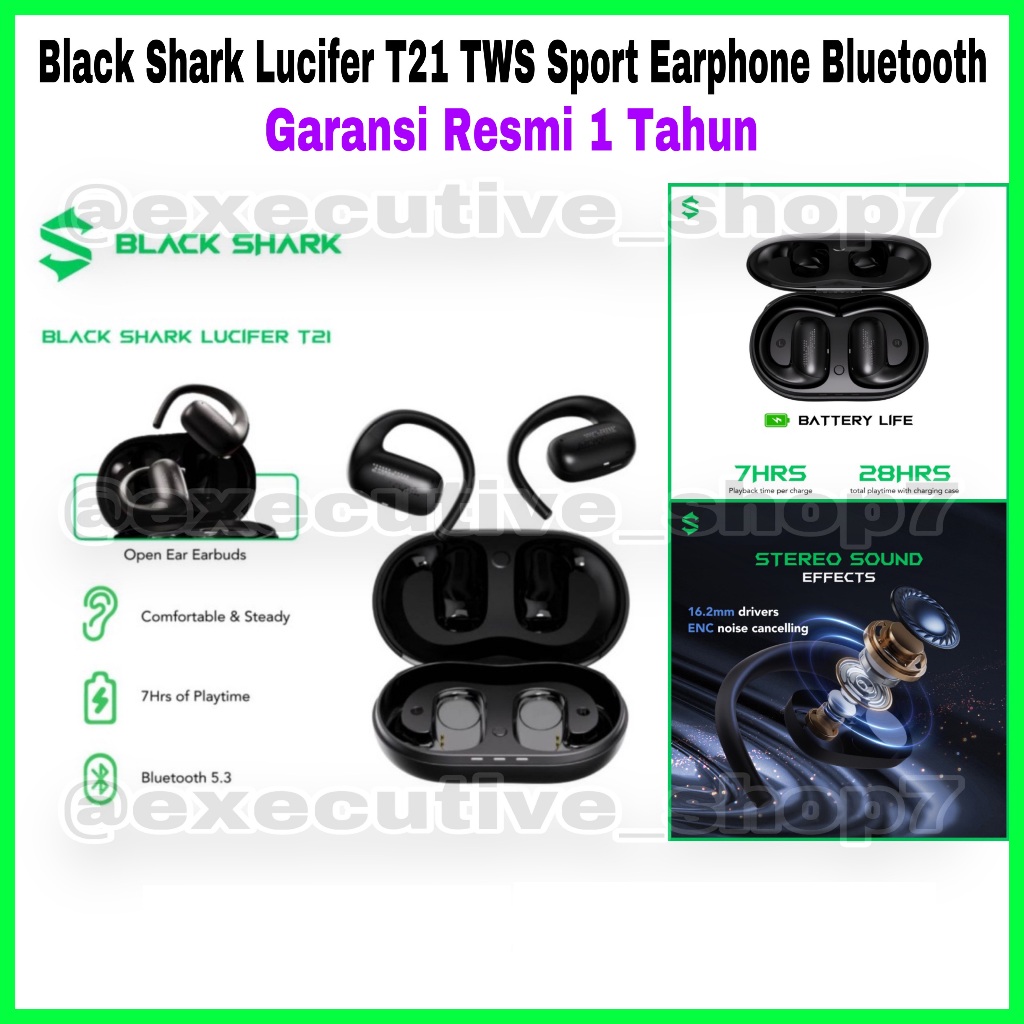 Black Shark Lucifer T21 TWS Sport Earphone Bluetooth - Garansi Resmi 1 Tahun