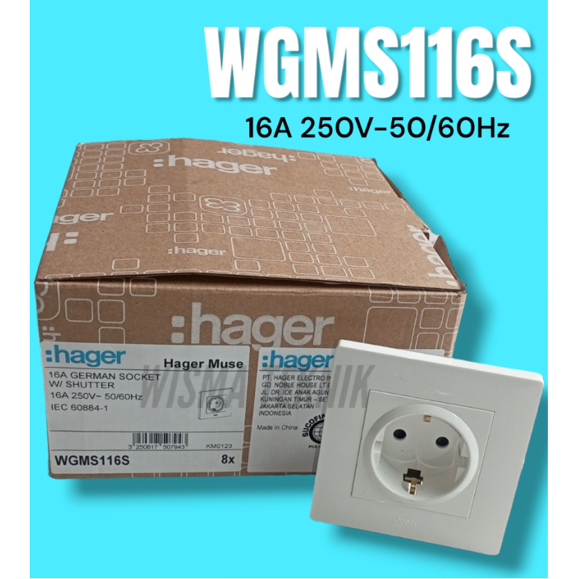 Colokan Listrik Socket Hager German 16 A With Shutter WGMS116S Hager