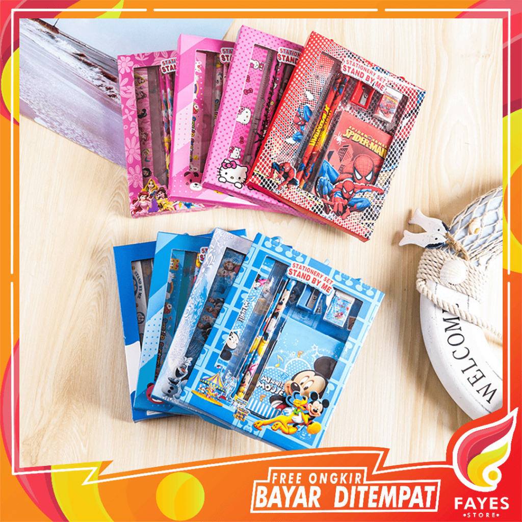 

FAYES COD Alat Tulis Set 6 in1 Karakter / Stationery Notebook Pen / Paket Buku & Alat Tulis STY04