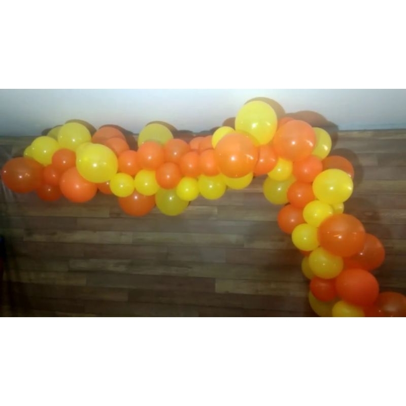 Paket Balon tema kuning orange 12inch isi 30/ Paket Garland/ Balloon arch