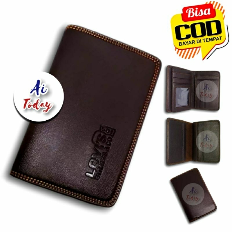 Dompet Pria Tanggung 3/4 Dompet Polos Berdiri Multislot Kartu Keren Kulit PU