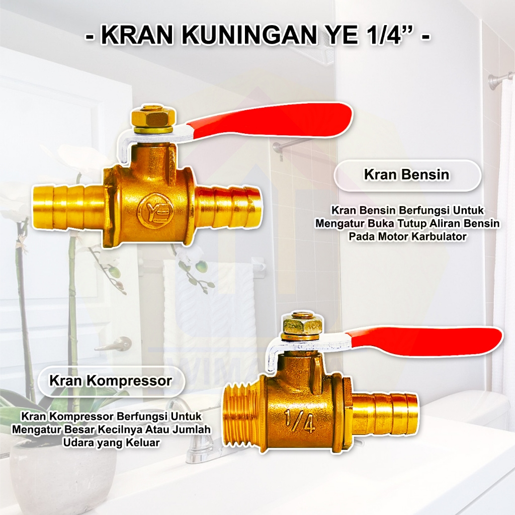 KRAN KUNINGAN YE 1/4 INCH - KRAN BENSIN - KRAN KOMPRESSOR KRAN ANGIN KUNINGAN KRAN MINYAK BENSIN