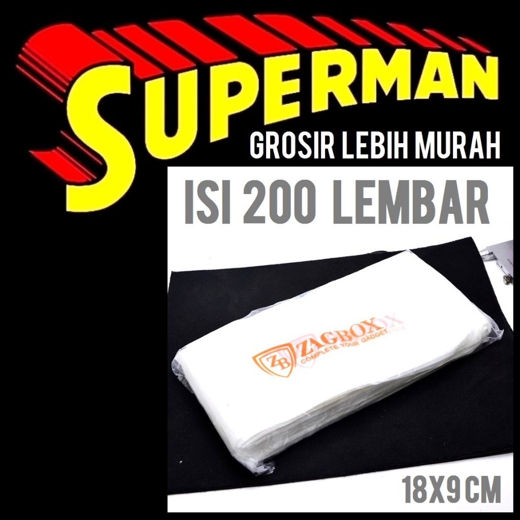 

GROSIR 1 PACK ISI 200 plastik kemasan 9x18 cm putih zagbox superman jogja supermanjogja