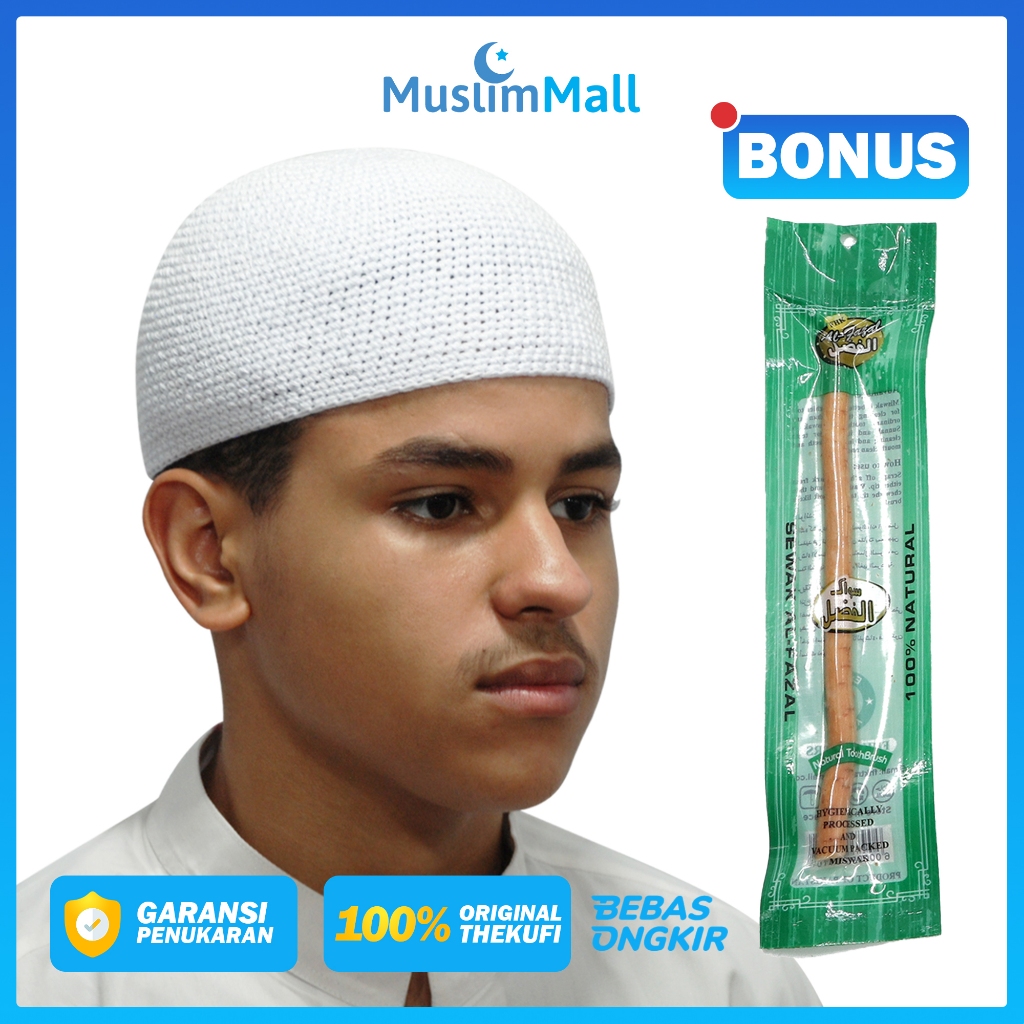 Peci Rajut Yaman Polos Tebal Putih Kopiah Dewasa - The Kufi