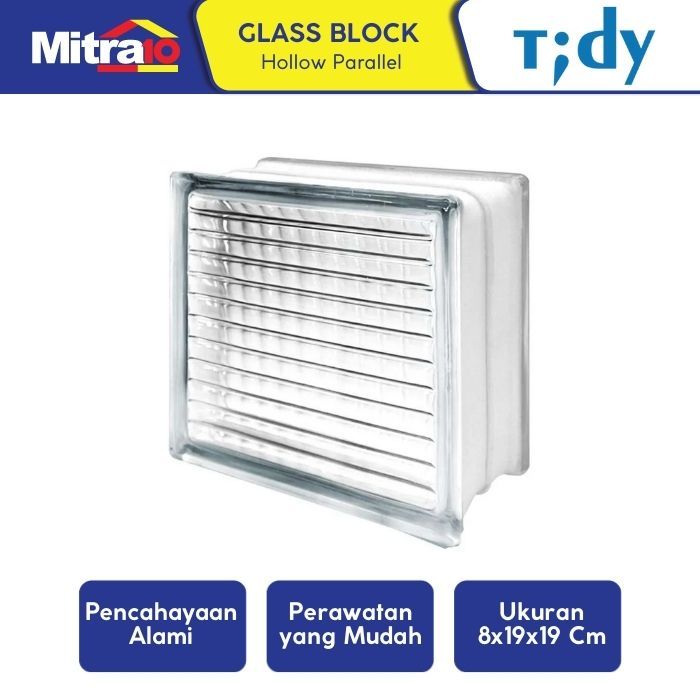 Glass Block Hollow Tidy Parallel 8x19x19cm - Garis Paralel