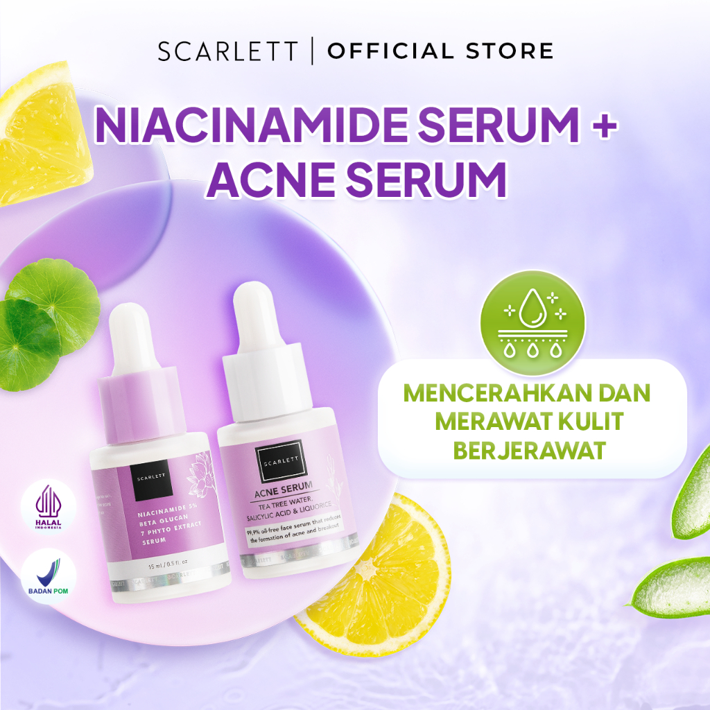 Scarlett Whitening Acne Serum + Niacinamide 5% Serum Mencerahkan dan merawat kulit berjerawat by SCA