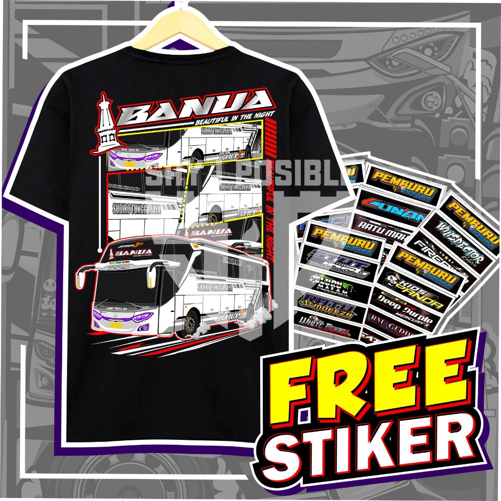 ( FREE STIKER ) KAOS BUS ANAK DAN DEWASA STJ BANUA