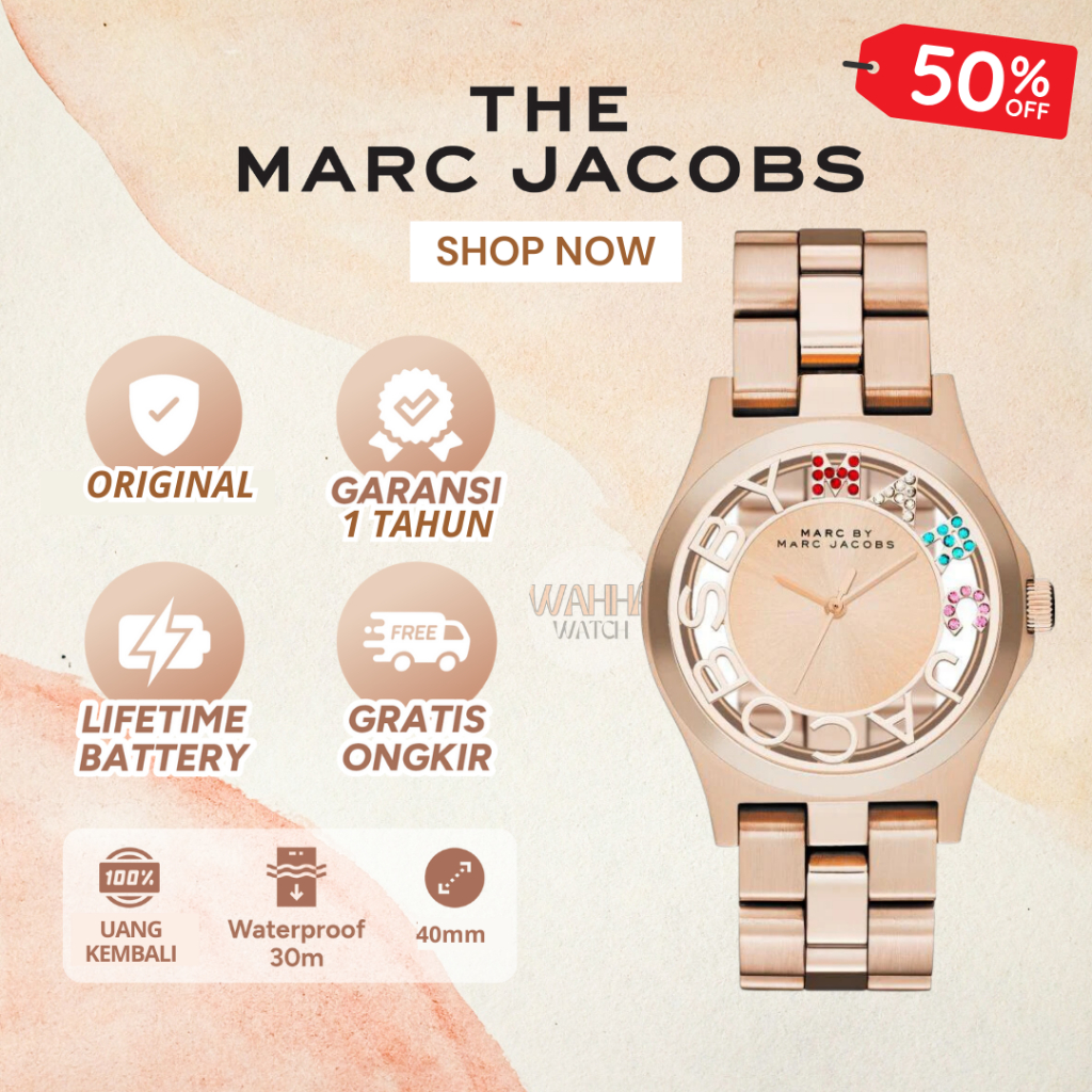 Jam Tangan Marc Jacobs MJ3548 Ladies Henry Skeleton Rose Gold Watch Original [BERGARANSI]