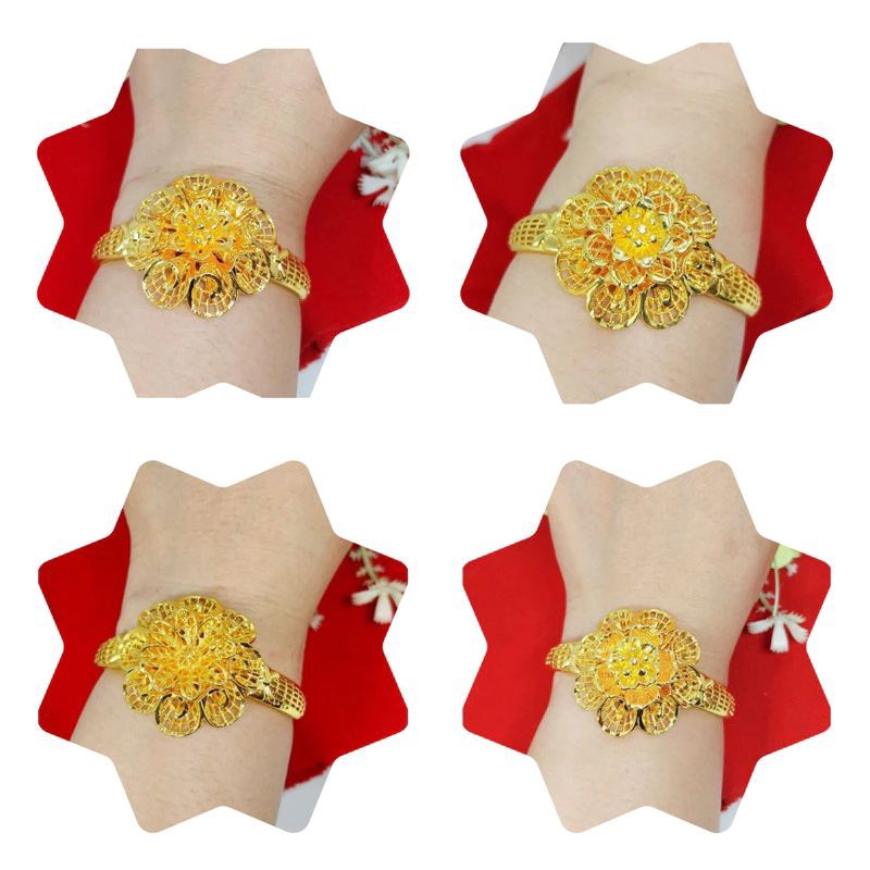 gelang bunga kendari lapis emas 24k
