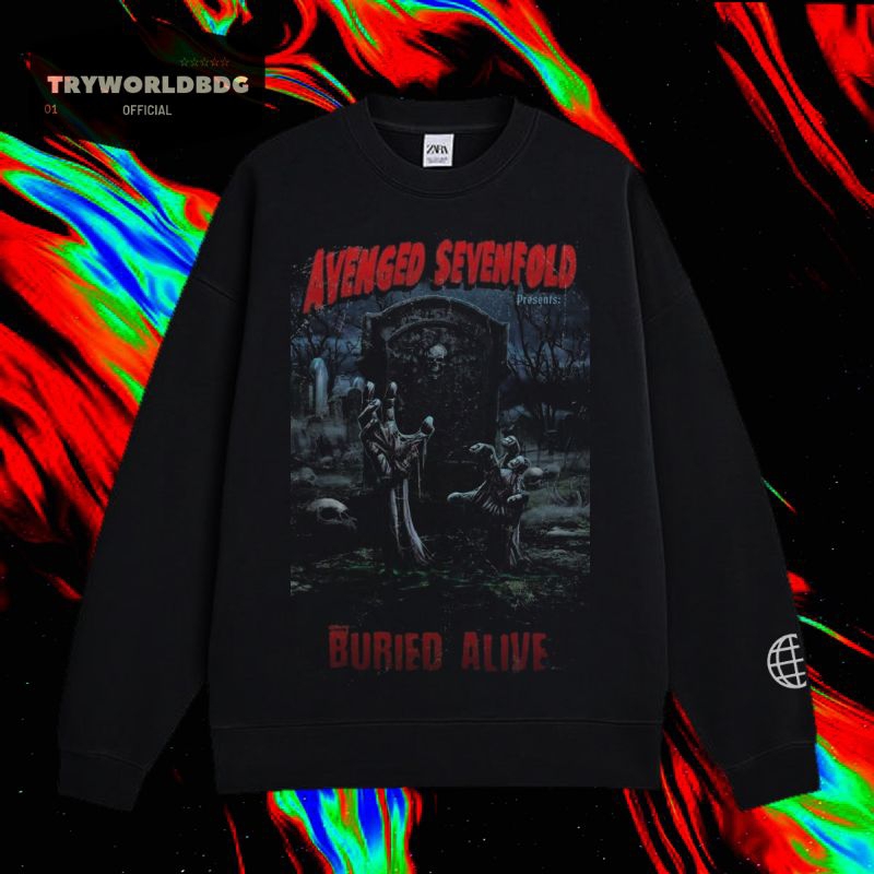 TRYWORLDBDG OFFICIAL "AVENGED SEVENFOLD" CREWNECK | SWEATER | HOODIE | CREWNECK HITAM | CREWNECK BAN
