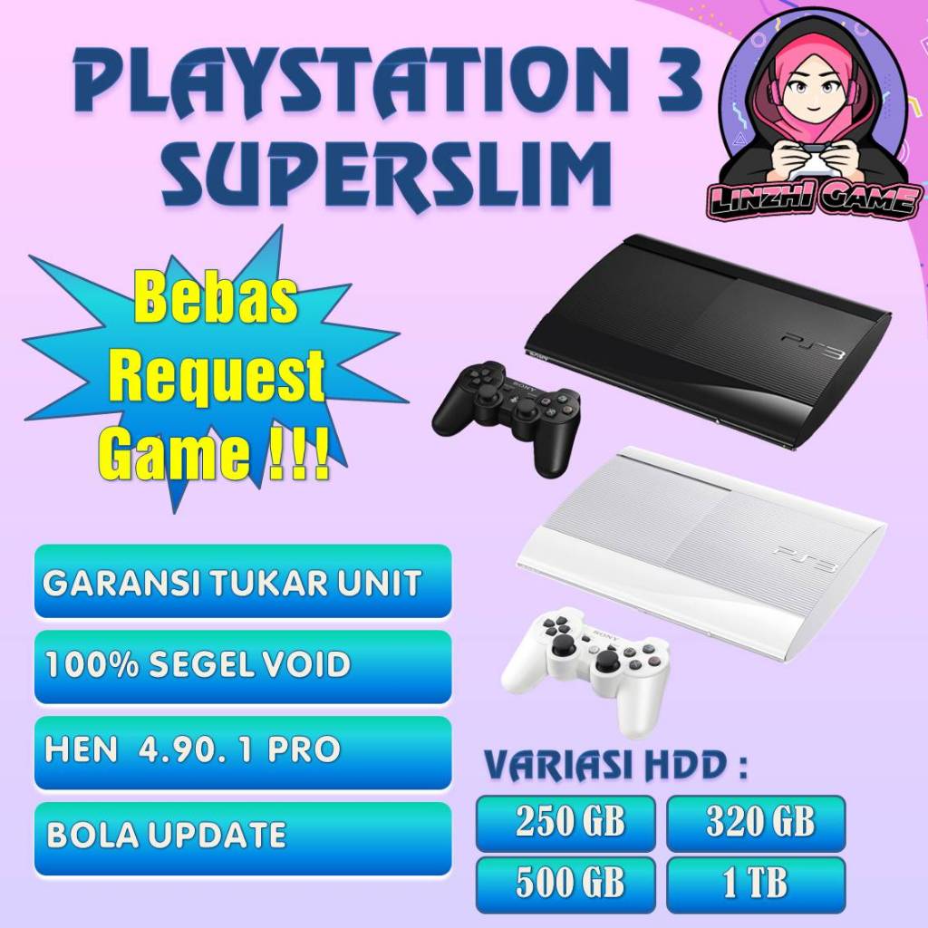 PS3 | PLAYSTATION 3 SUPERSLIM HEN CFW SEGEL VOID 250GB | 320GB | 500GB | 1TB BERGARANSI