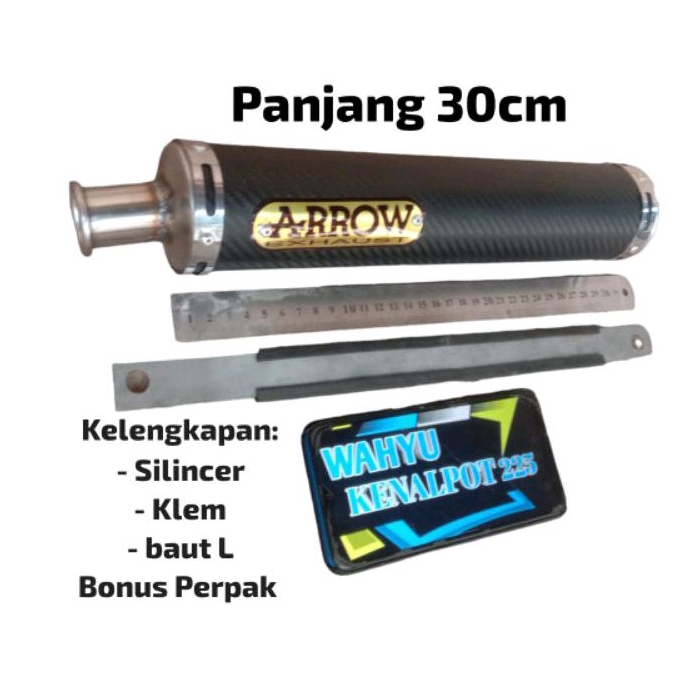 Silincer Knalpot Arrow Carbon P 30cm Ninja R RR Ss 2 Tak Rx king Satria 2 Tak Fiz R