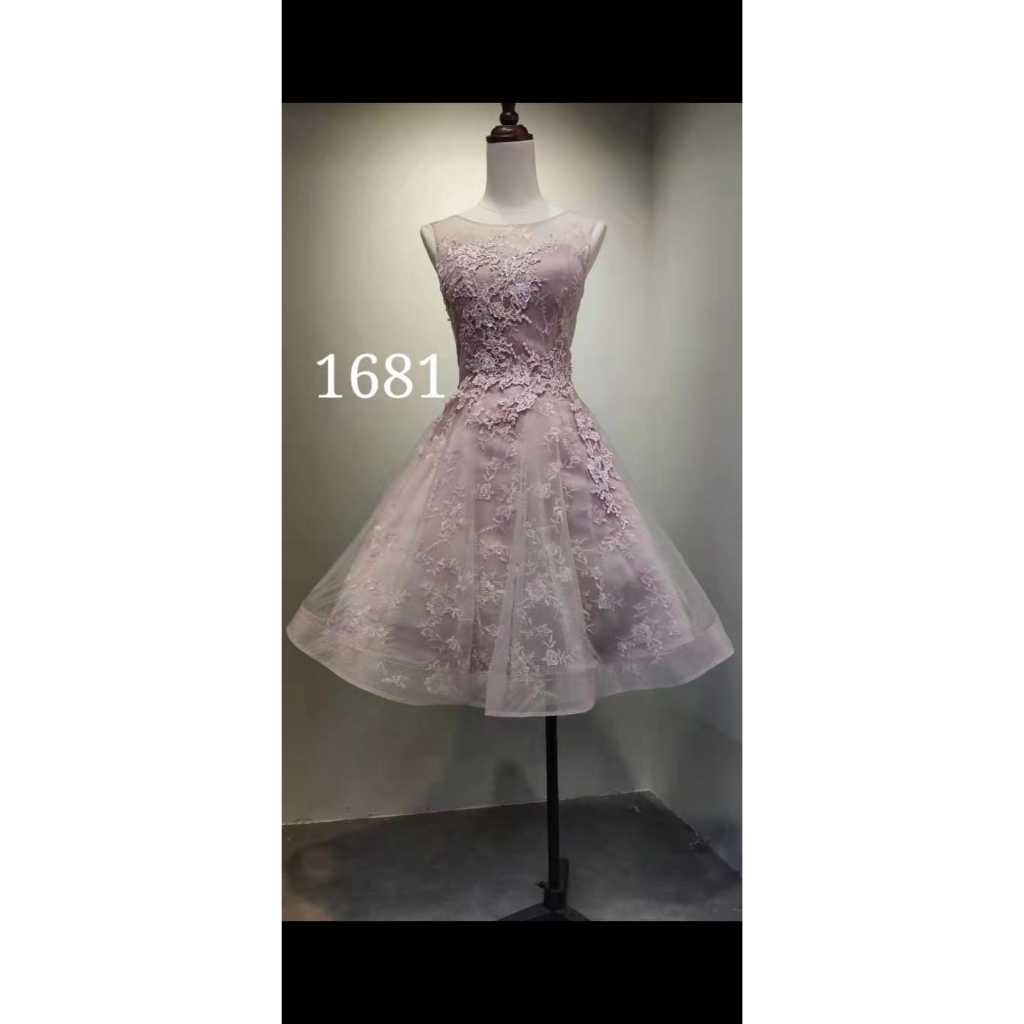 Mini dress bordir brokat Dress pesta rose gold fio1681