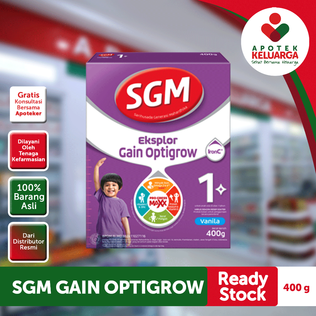 

SGM EKSPLOR GAIN OPTIGROW 1 SUSU BUBUK RASA VANILA 400G #susutinggiformula #susupertumbuhan