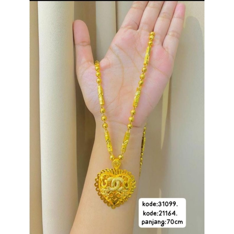 kalung Set Liontin panjang kalung 70cm dan liontin lapis emas 24k