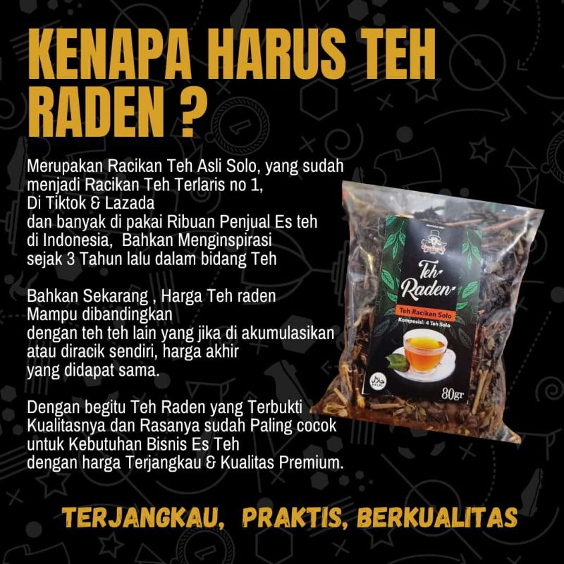 

XMASTER TEH RADEN 500 GR (TEH 4 RACIKAN KHAS SOLO) TEH WEDANGAN TEH ANGKRINGAN TEH SOLO