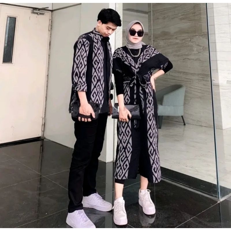 (READY STOCK) COUPLE TENUN BAJU KONDANGAN CLARA BLACK DRESS PASANGAN OUTFIT KEKINIAN BAJU PESTA SERA