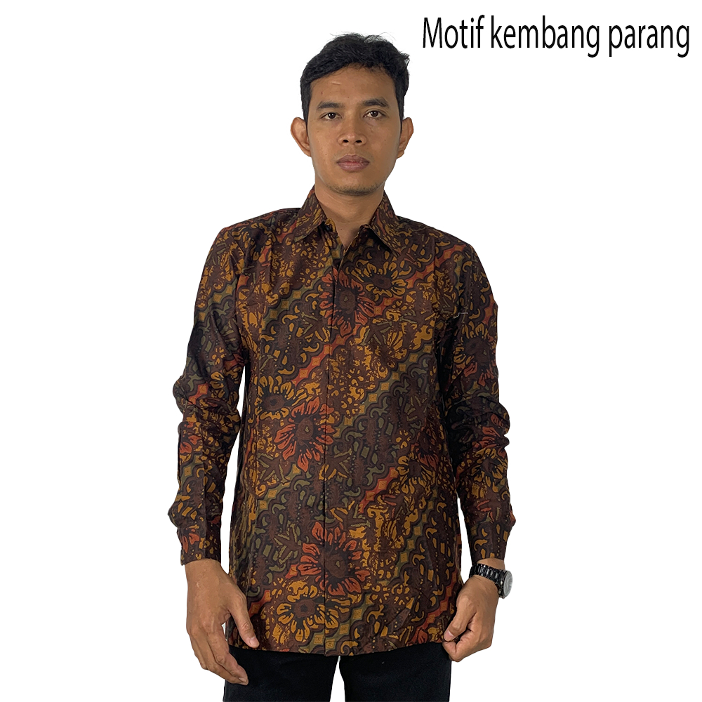 Kemeja Batik laseman batik semi tulis bahan primis lapisan trikot adem size m l xl xxl