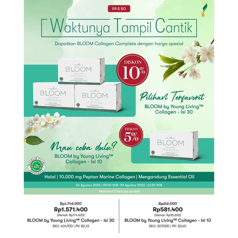 BLOOM Collagen Young Living 10.000 mg kolagen