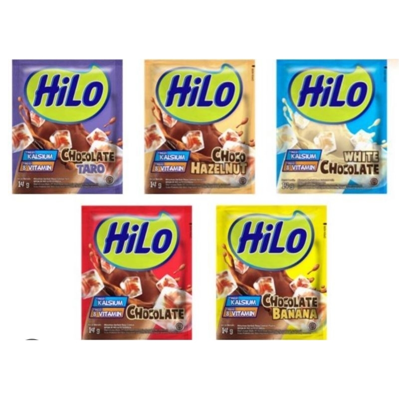 

hilo susu rasa chocolate kemasan sachet 1renceng 10pcs x 14gram..