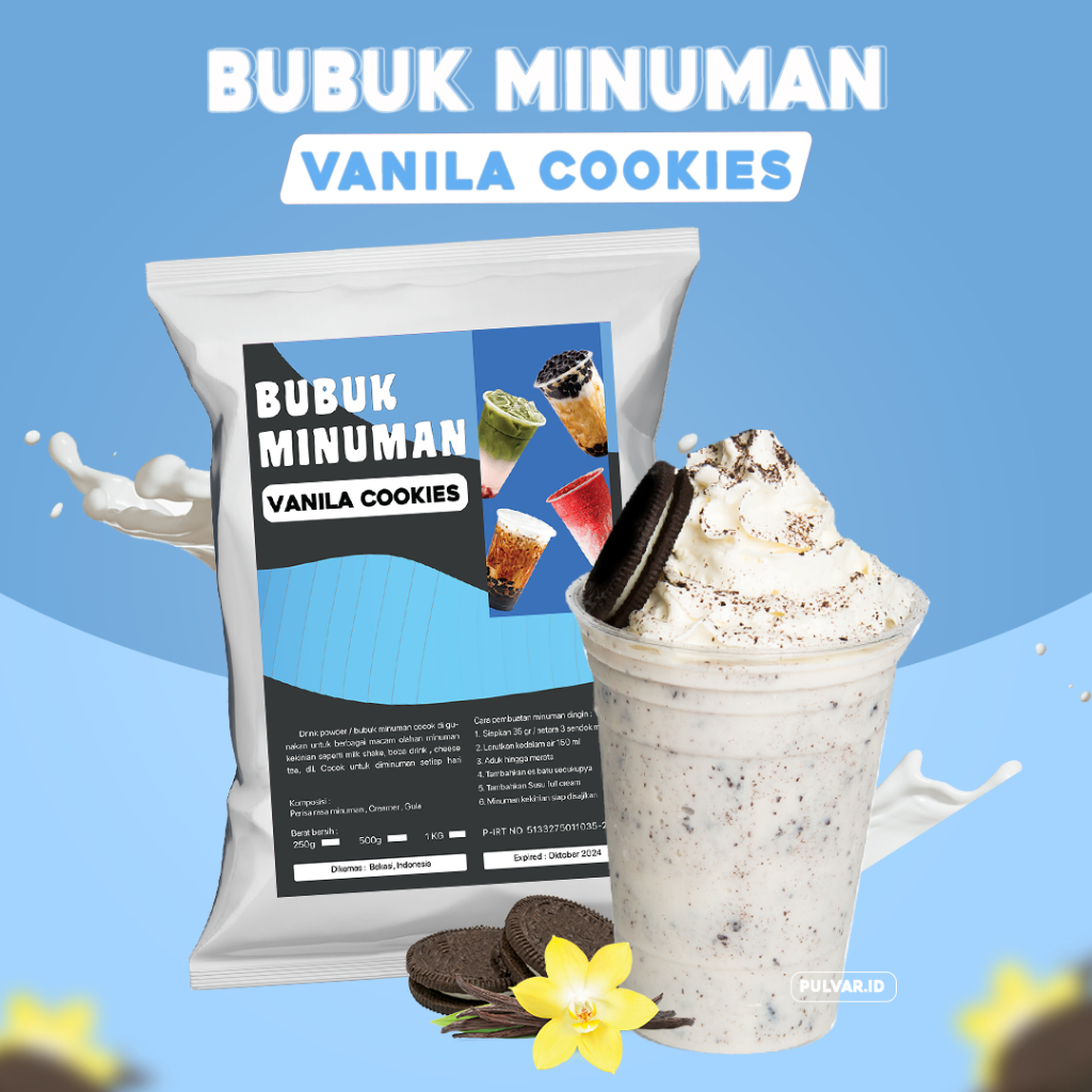 

BUBUK MINUMAN RASA VANILA COOKIES / SERBUK MINUMAN RASA VANILA COOKIES / BUBUK MINUMAN PREMIUM