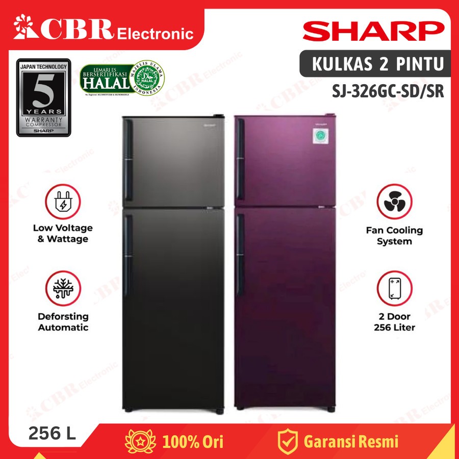 Kulkas SHARP 2 Pintu SJ-326GC-SD / SJ-326GC-SR (Kirei) 256 L
