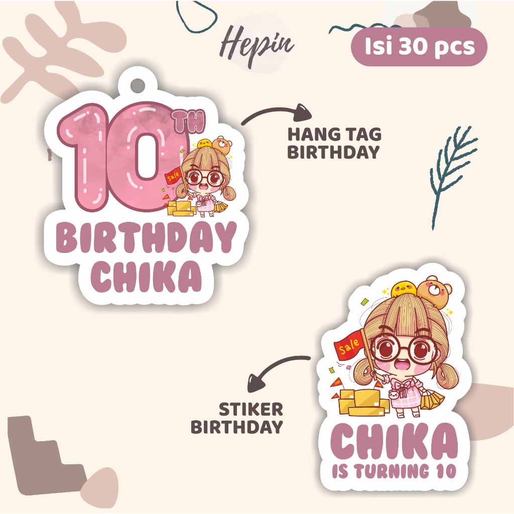 

(30pcs) label Hang tag & stiker ulang tahun edisi CUTE OLSHOP GIRL /label tag ulang tahun murah/hang tag ulang tahun/tag souvenir ulang tahun/stiker nama ualang tahun/diecut stiker&t ag