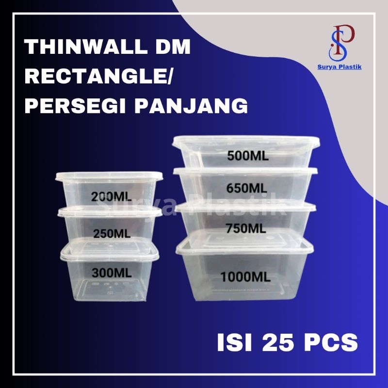 Thinwall rectangle persegi panjang/thinwall DM/kotak makan plastik/thinwall rect/thinwall kotak