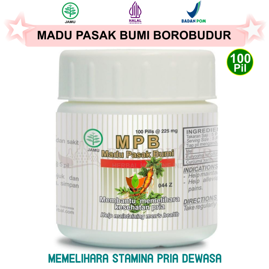 100 PIL MADU PASAK BUMI MPB BOROBUDUR JAMU OBAT HERBAL PENAMBAH STAMINA PRIA VITALITAS