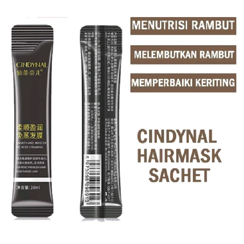 Cindynal Hair mask Sachet Anti Hidrasi Pelembut Perawatan Rambut Rusak Dan Kering Rontok Pelurus Rambut Tanpa Catok
