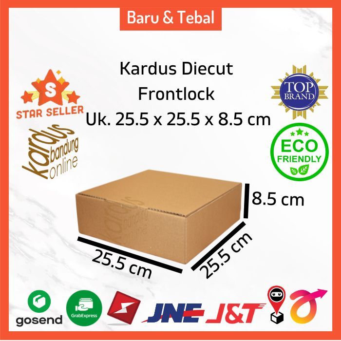 

Kardus Kotak Karton Dus Box Packing Puding Hampers Parcel Cake Kue Tart Macaroni Kaos Polos Uk. 25.5x25.5x8.5 BFlute Tebal 3 mm