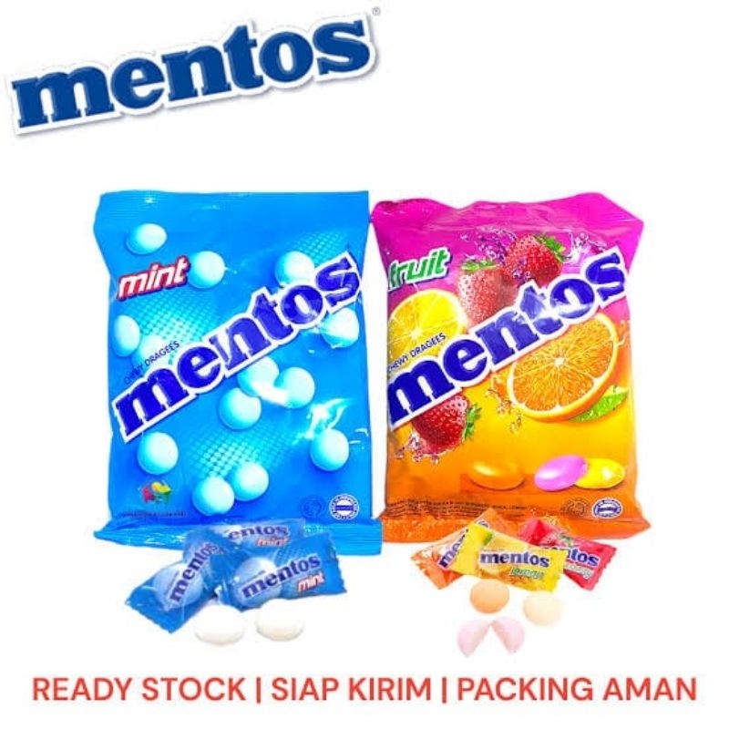 

permen mentos Isi 50 pcs rasa aneka buah dan mint Netto 135 gr