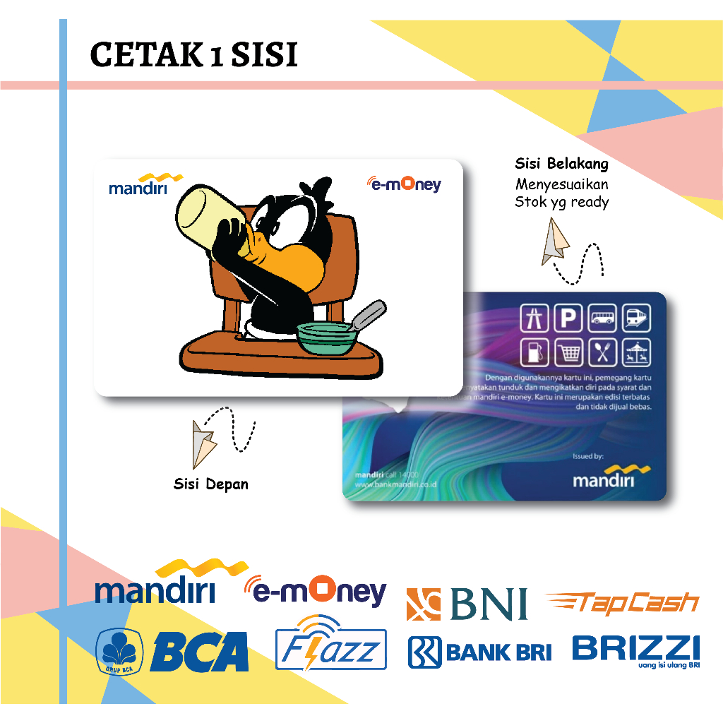 KARTU E MONEY ETOLL ANIME DAFFY DYCK LOONEY TUNES MANDIRI FLAZZ BCA BNI TAPCASH BRIZZI BRI - 1 SISI