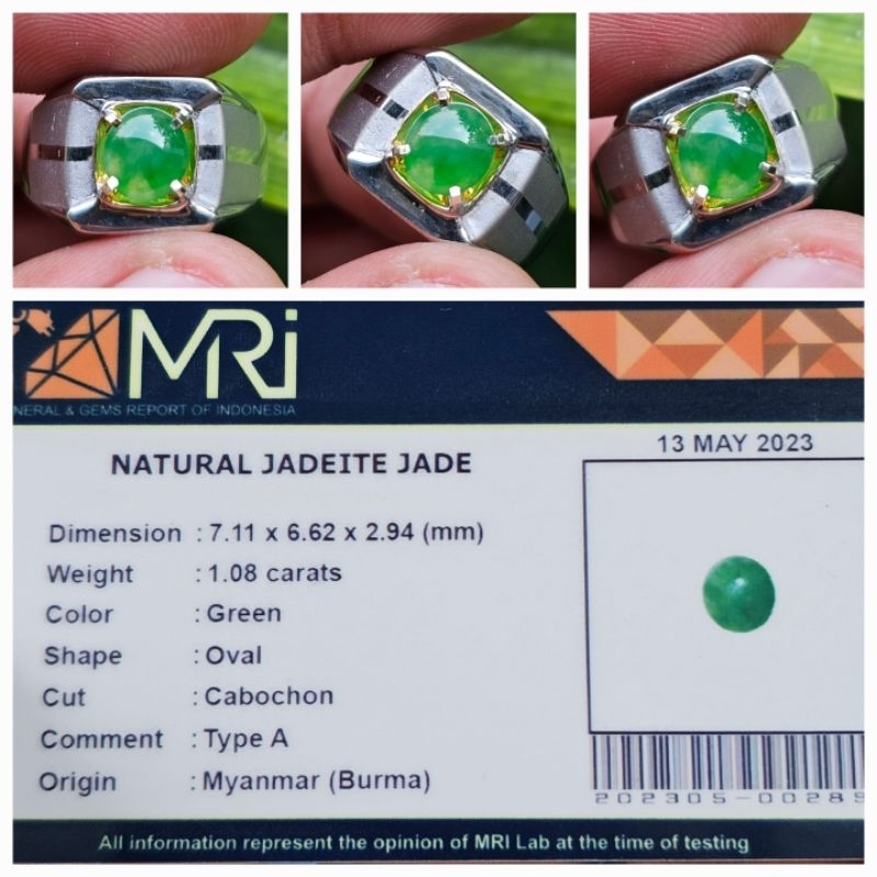 Natural Giok Burma Myanmar Jadeite Jade Type A Memo 1.08 crt