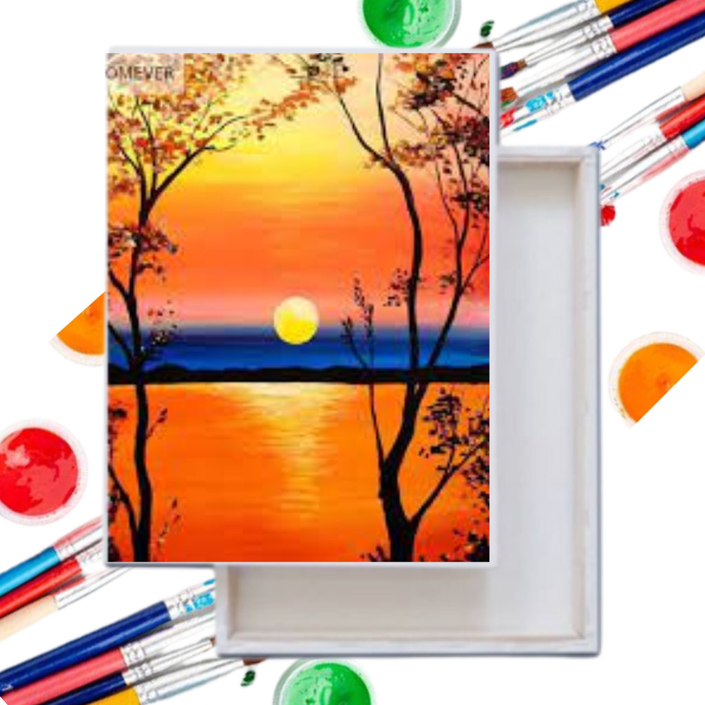 Dekorasi Dinding Lukisan Kanvas Canvas Motif Pemandangan Senja