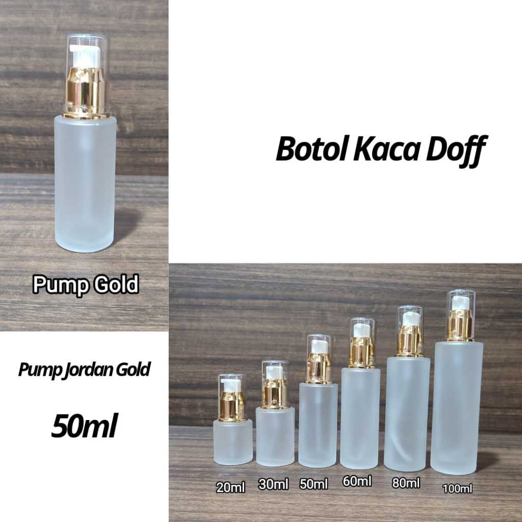 Botol Kaca Doff 50ml Botol Skincare Botol Pump Gold Botol Kosmetik