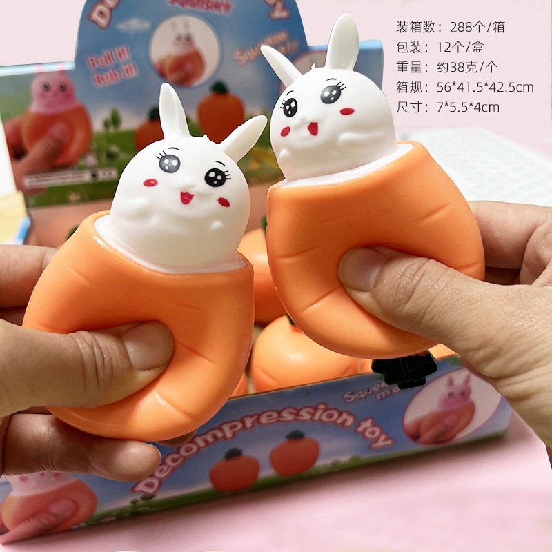 Mainan Squishy Anti Stress Kelinci Pop It Rabbit Carrot
